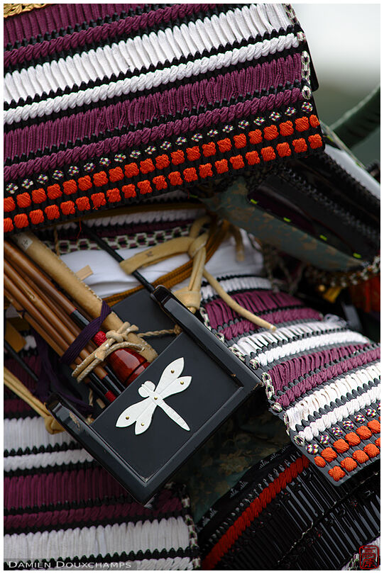 Dragonfly detail on the quiver of an archer during the Jidai festival, Kyoto, Japan