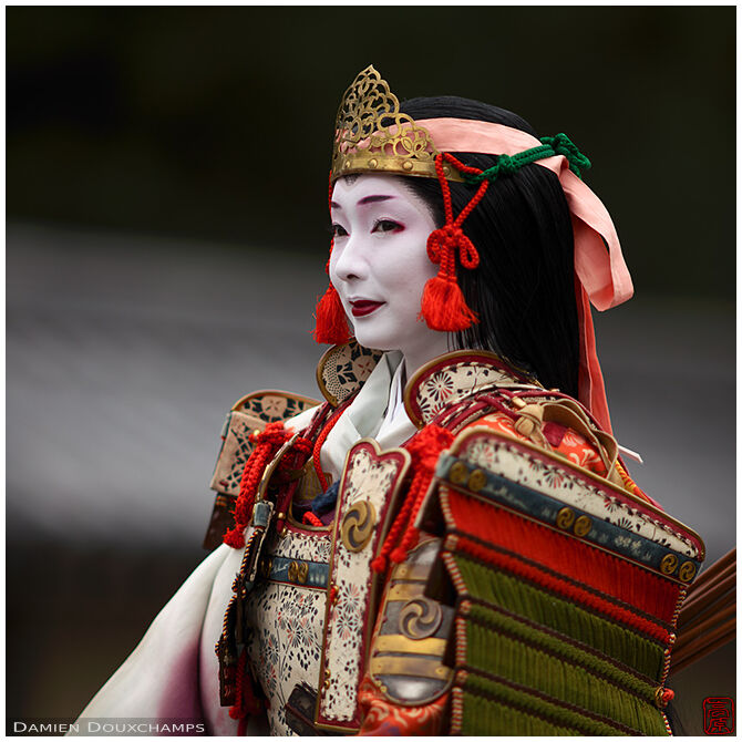 Famous warrior Tomoe Gozen as depicted during the Jidai festival in Kyoto, Japan