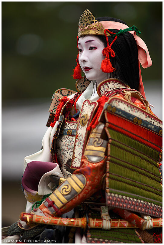 Tomoe Gozen, a famous female warrior, during the Jidai festival in Kyoto, Japan