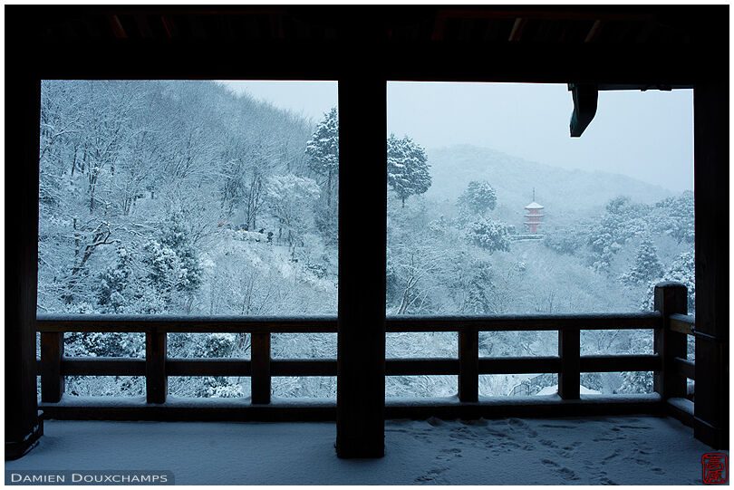 Frozen landscape in Kiyomizudera temple, Kyoto, Japan