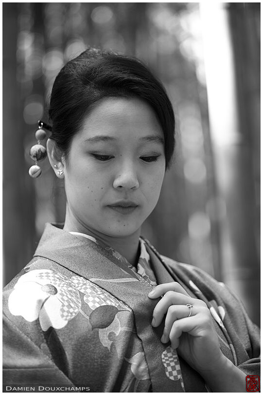 Portrait of kimono wearing lady, Kyoto, Japan