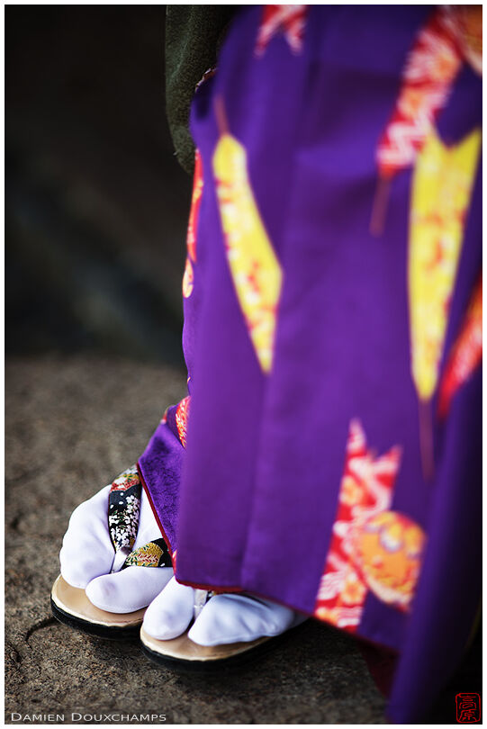 Kimono sandals detail, Okochi-sanso villa, Kyoto, Japan