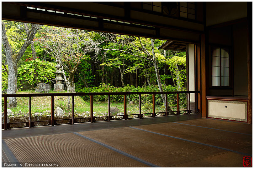 Garden view from one of the numerous tea rooms of the Shodensan-so villa, Kyoto, Japan