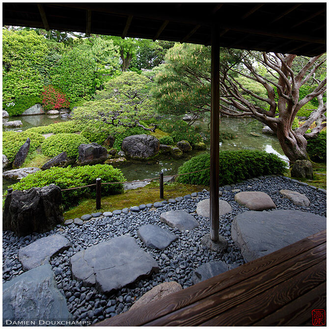 Cobble stones at the entrance of Jonan-gu shrine tea house, Kyoto, Japan