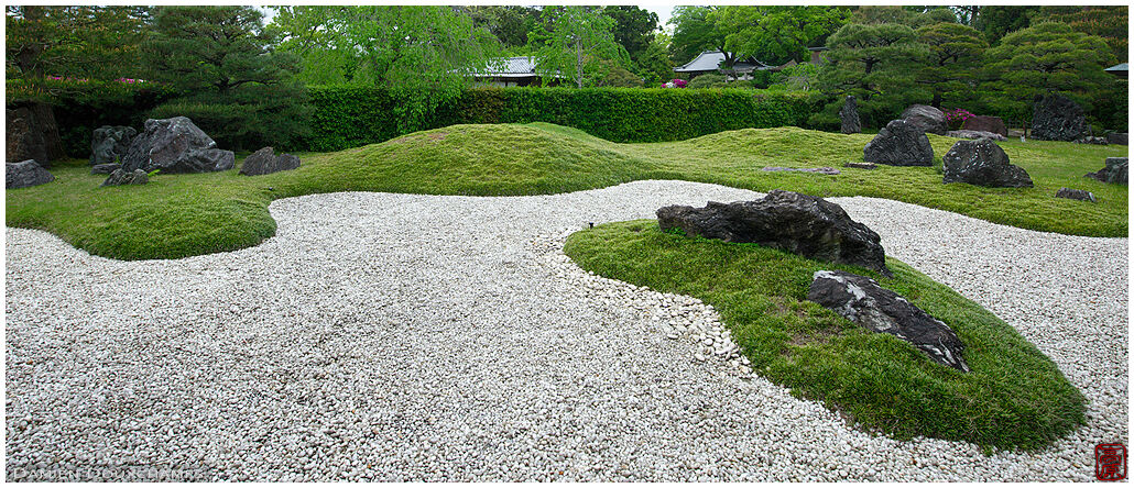 Moss and rock garden in Jonan-gu shrine, Kyoto, Japan