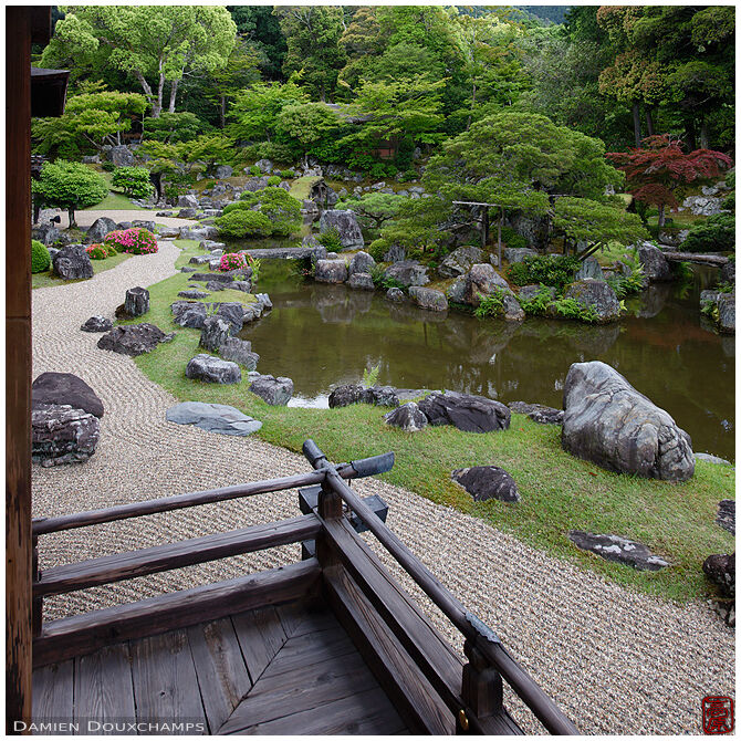 The large pond garden of Sanpo-in temple, Kyoto, Japan