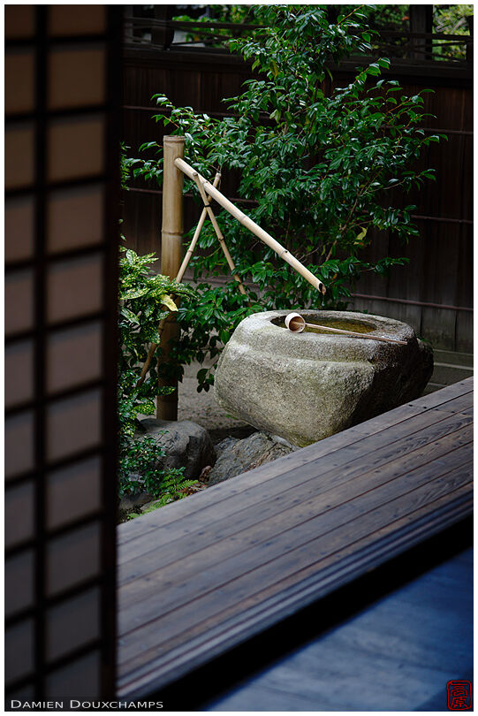 Tsukubai water basin, Kanchi-in temple, Kyoto, Japan