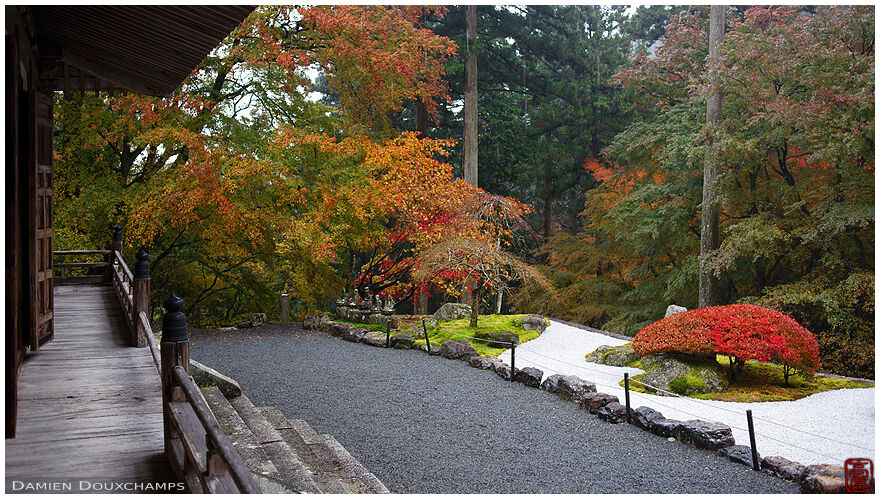 Early autumn foliage in the Amidaji mountain temple, Kyoto, Japan