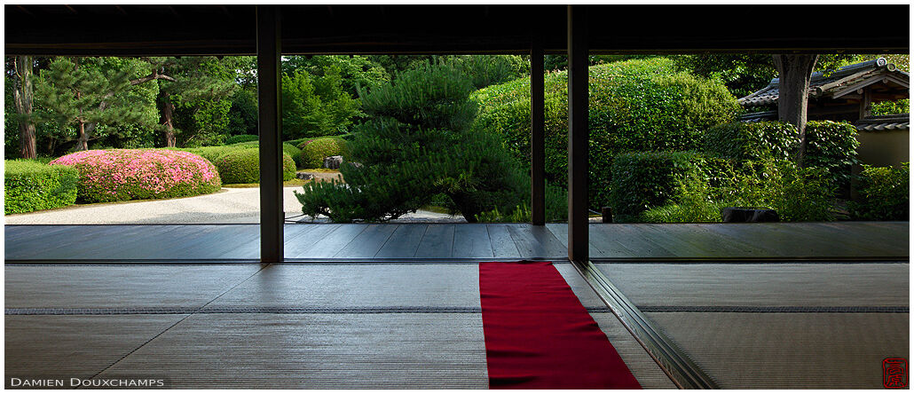 Main hall and peaceful garden of Jiko-in temple, Nara, Japan