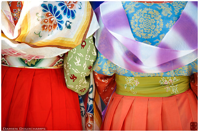 Kudarao ladies' colorful kimonos, Jidai festival, Kyoto, Japan