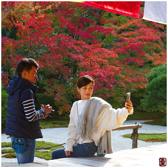 Selfie time in Tenju-an temple, Kyoto, Japan