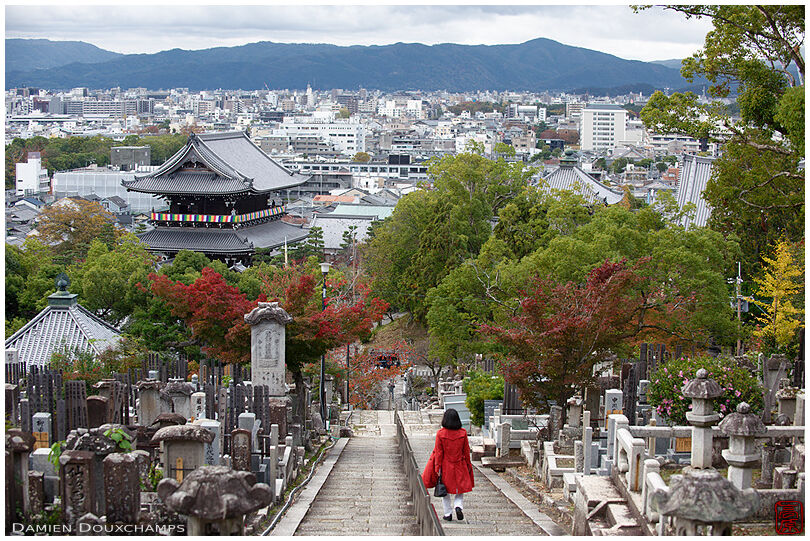 Cemetery on the hillside of Konkaikomyo-ji temple, Kyoto, Japan