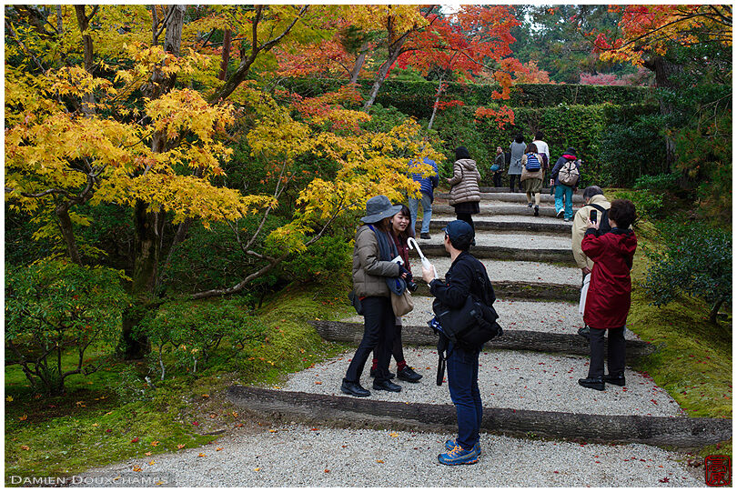 A group of visitors in the Shugaku-in imperial villa, Kyoto, Japan