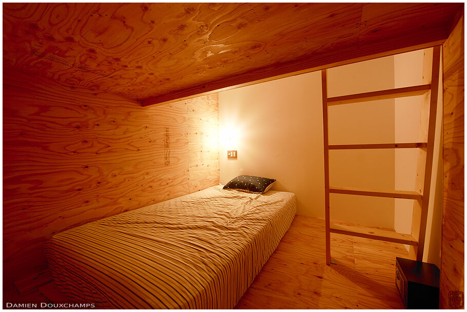 Inside a capsule of the Koinobori guest house, Kyoto, Japan