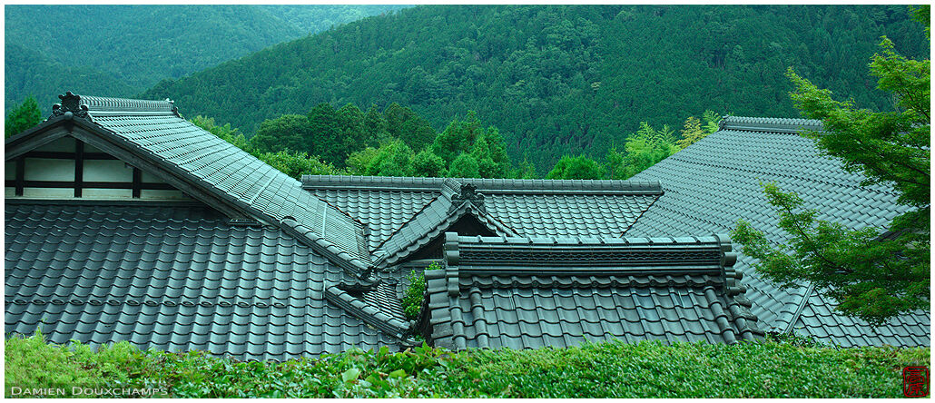 Rooftops of Jikko-in before the rain, Ohara valley, Kyoto, Japan