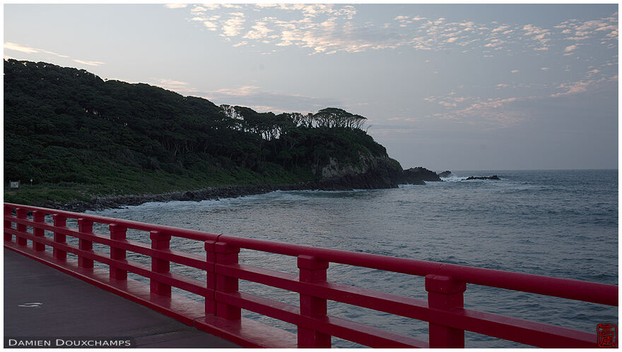 Red bridge on the way to Oshima island, Fukui prefecture, Japan