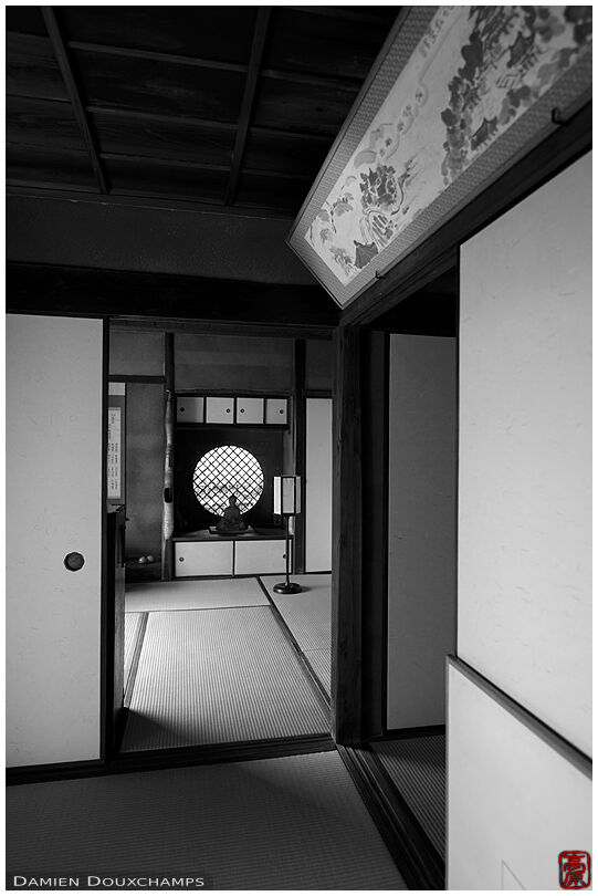 Indoor traditional Japanese architecture of the Rakushisha, Kyoto, Japan