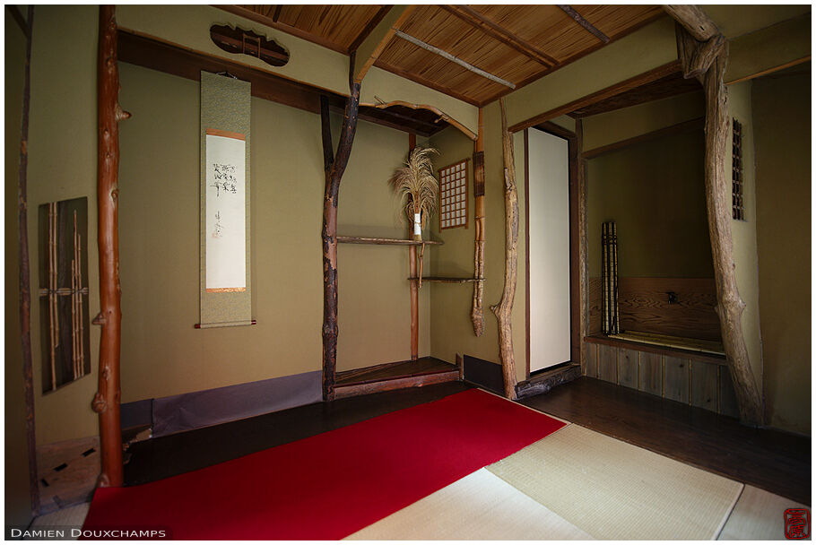 Tea room architectural details in Yusa-tei, Kyoto, Japan