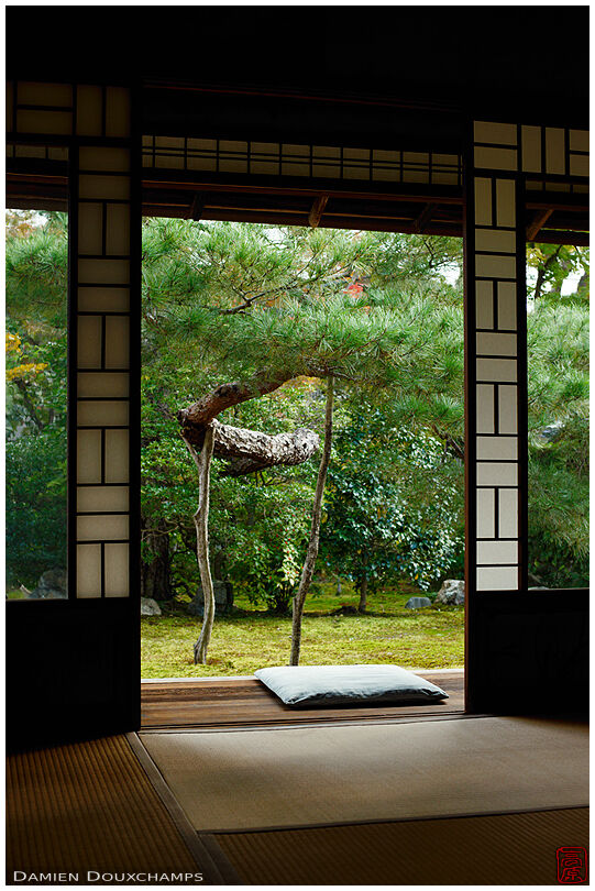 Relaxing atmosphere in the Iwakura hermitage, Kyoto, Japan