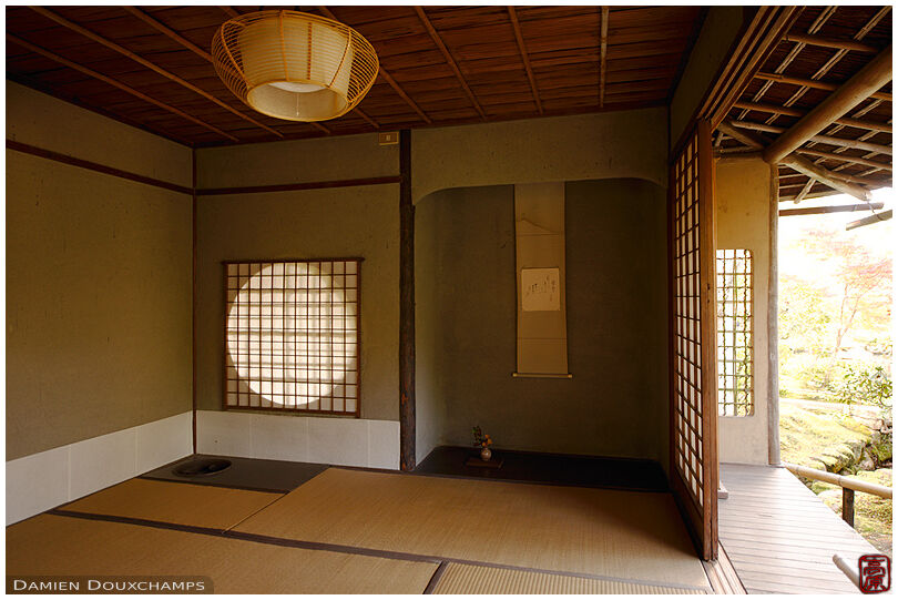 Classic Japanese architecture example in a tea room of Isui-en garden, Nara, Japan