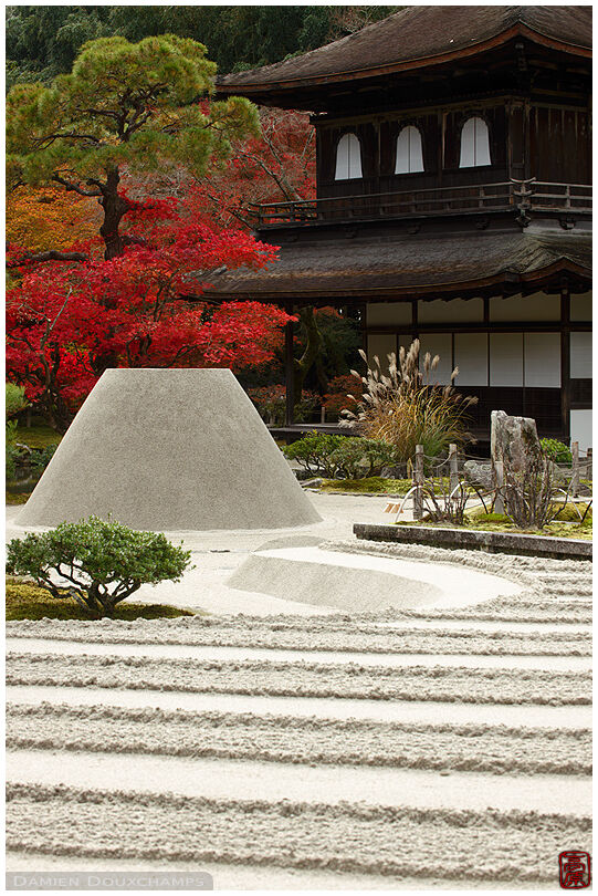 The silver pavilion and its rock garden in autumn, Ginkaku-ji temple, Kyoto, Japan