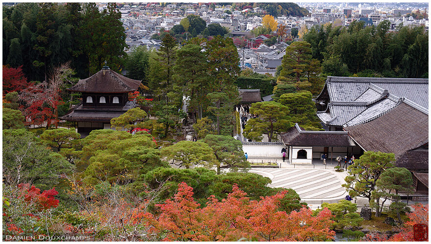 Autumn colours around the silver pavilion and its rock garden, Kyoto, Japan
