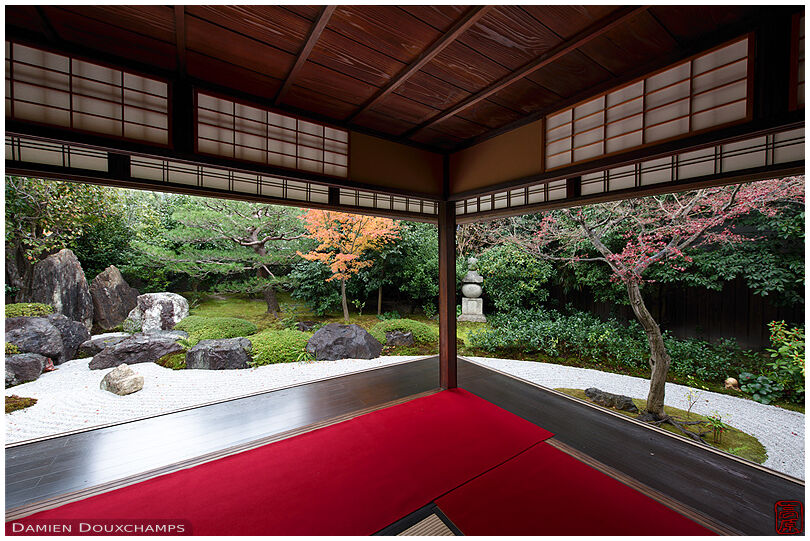 Perfect view on zen garden, Reigen-in temple, Kyoto, Japan