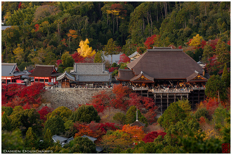 General view of Kiyomizu-dera temple complex in autumn, Kyoto, Japan
