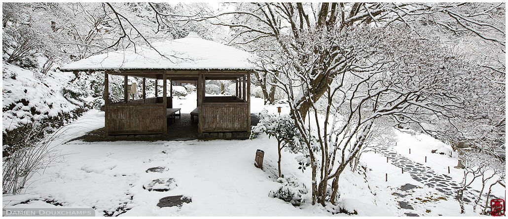 Winter landscape: Hakuryū-en garden in Kyoto, Japan