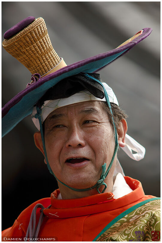 Mounted warrior with funny hat, Jidai festival, Kyoto, Japan