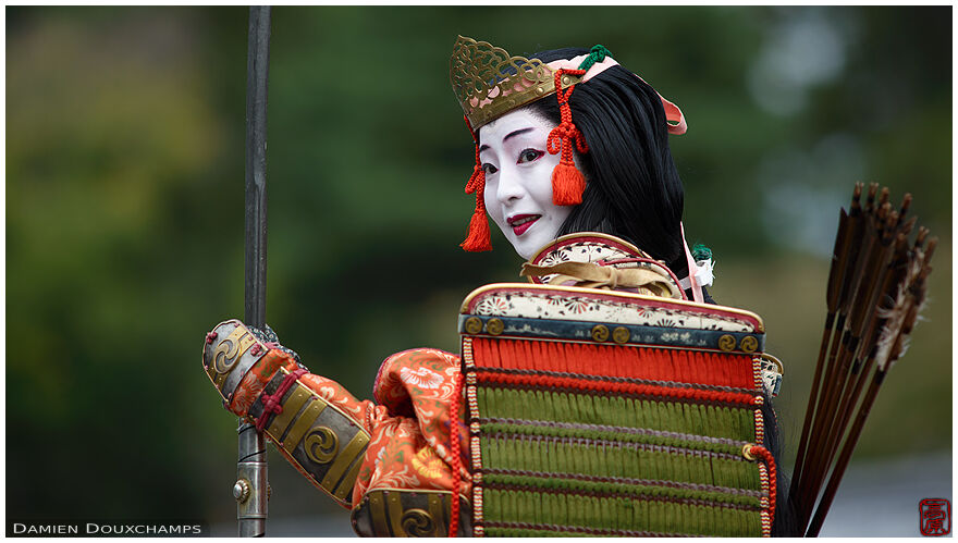Legendary female warrior Tomoe Gozen during the Jidai Festival, Kyoto, Japan