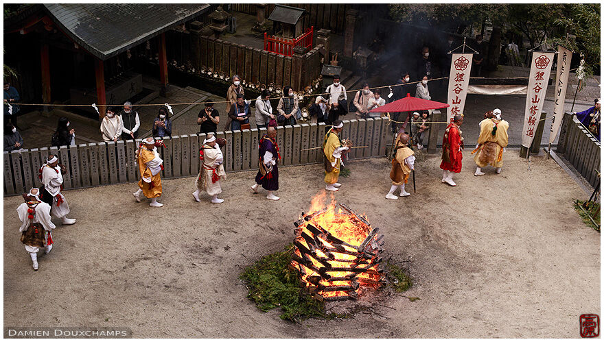 The end of the annual fire festival in Tanukidani-san Fudō-in temple, Kyoto, Japan