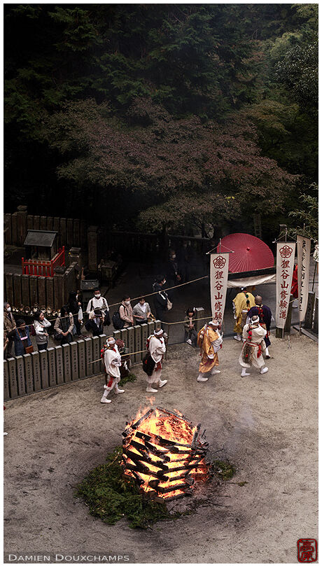 Last procession during the fire festival in Tanukidani-san Fudō-in temple, Kyoto, Japan