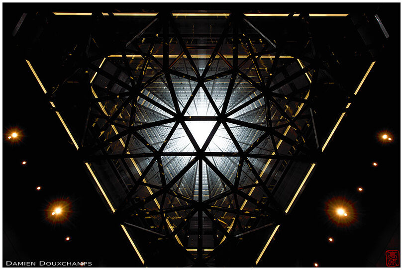 The central triangular shaft of the Sumitomo building in Shinjuku, Tokyo, Japan