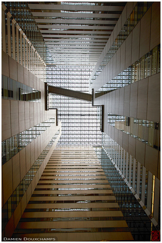 Looking up the atrium of the NS building in Shinjuku, Tokyo, Japan