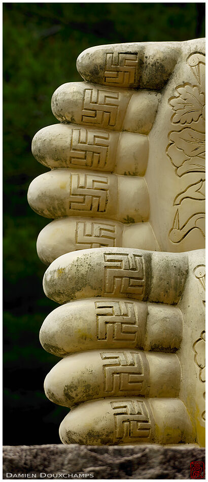 Toes detail of lying Buddha statue, Shippo-ji temple, Osaka, Japan