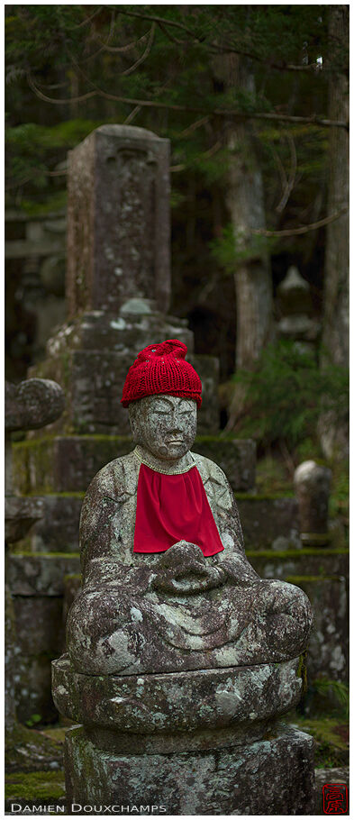 Jizo with red hat and bib, Okunoin, Koyasan, Japan