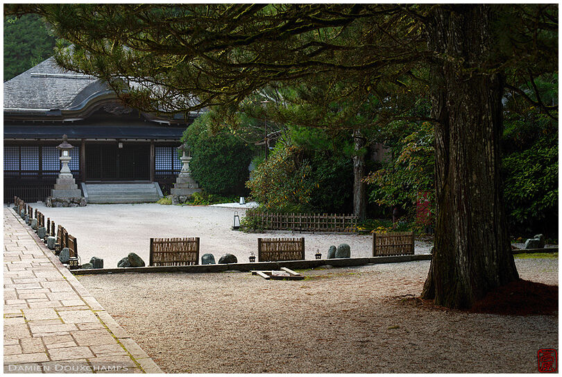 Saimon-in temple entrance courtyard, Koya-san, Japan