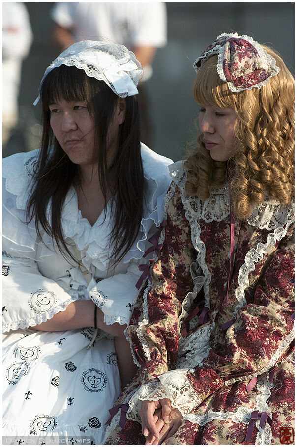 Male maids on Harajuku bridge