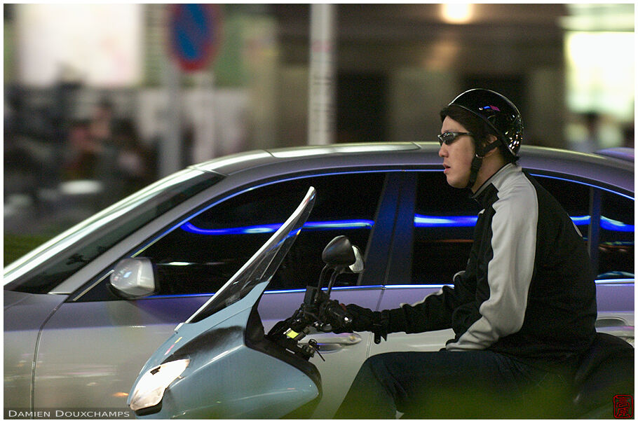 Biker in front of Shibuya station