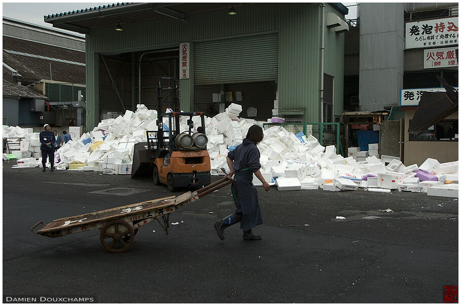 Polystyrene recycling plant in Tsukiji Fish Market, Tokyo