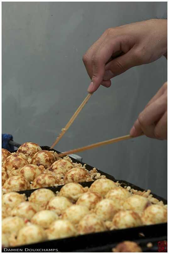 Preparing Takoyaki