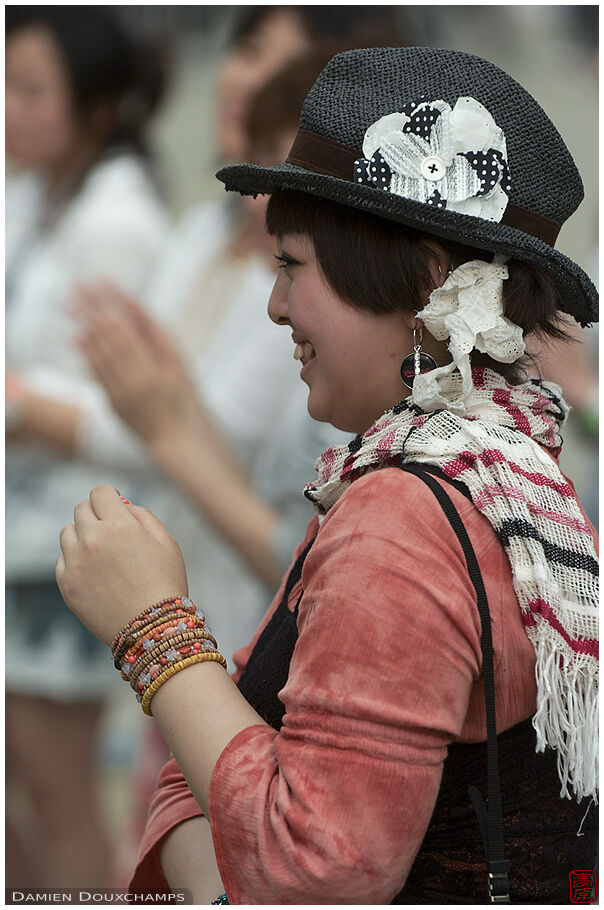 Girl listening to a band