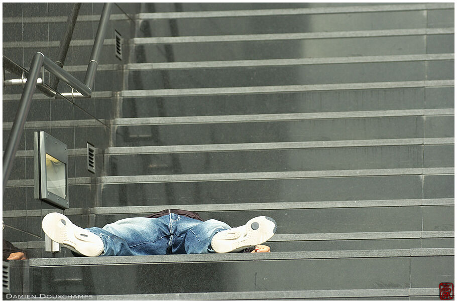 Stretching on a staircase