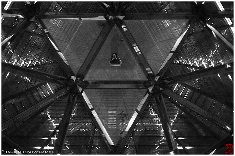 Triangular building, looking up from the lobby
