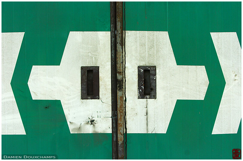Green hangar door