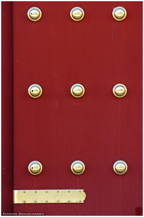 Door with golden knobs