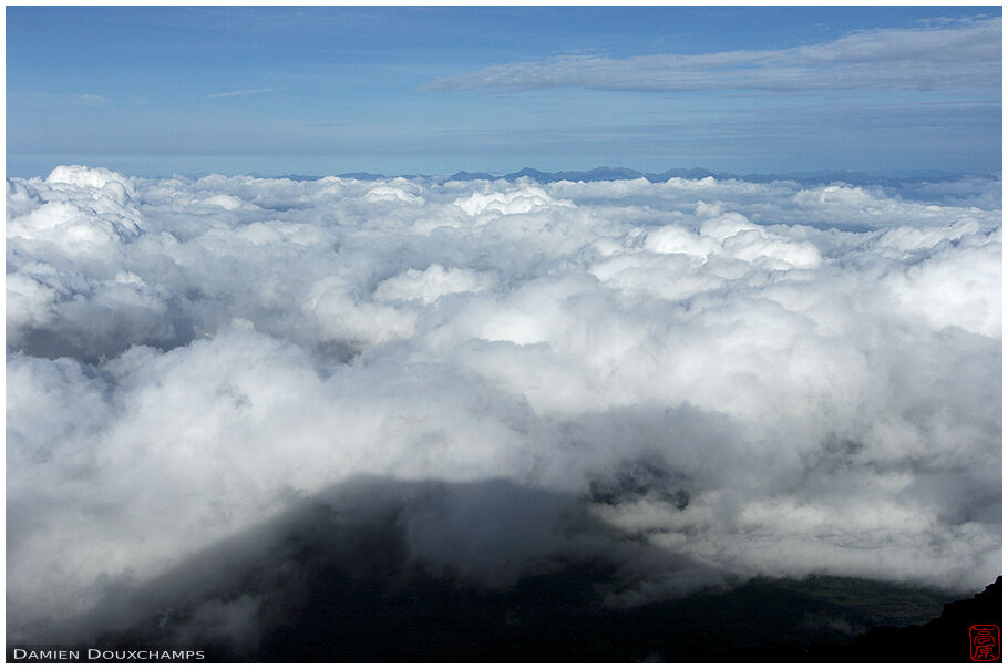 The shadow of Fujisan on the clouds