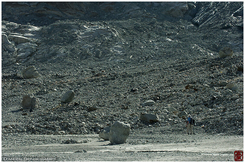 Hiker among stones