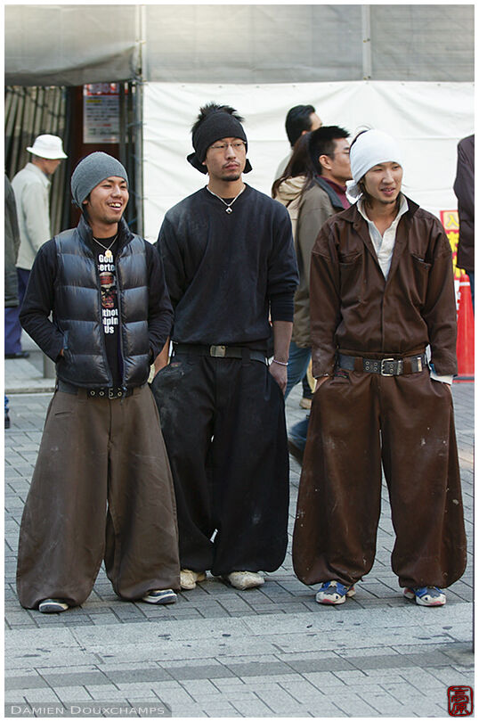 Three Japanese with fashionable pants